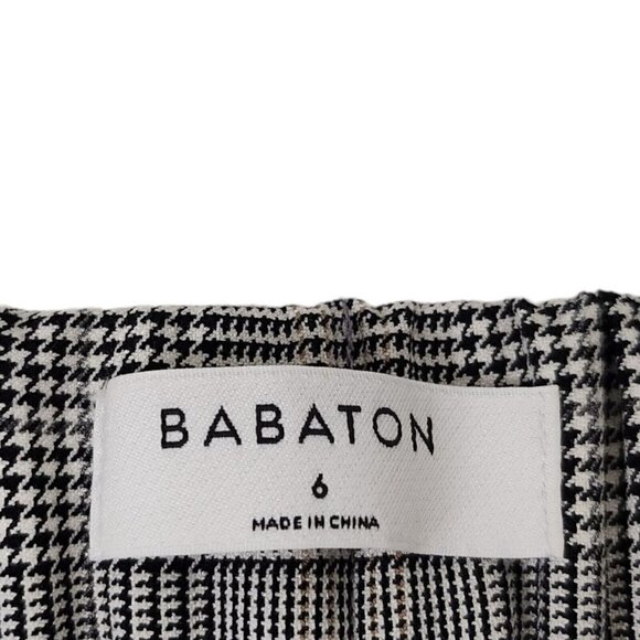 Babaton Womens Atelier Plaid Conan Crop Pants 6 Gray Academia Pull On High-Rise - Picture 2 of 11